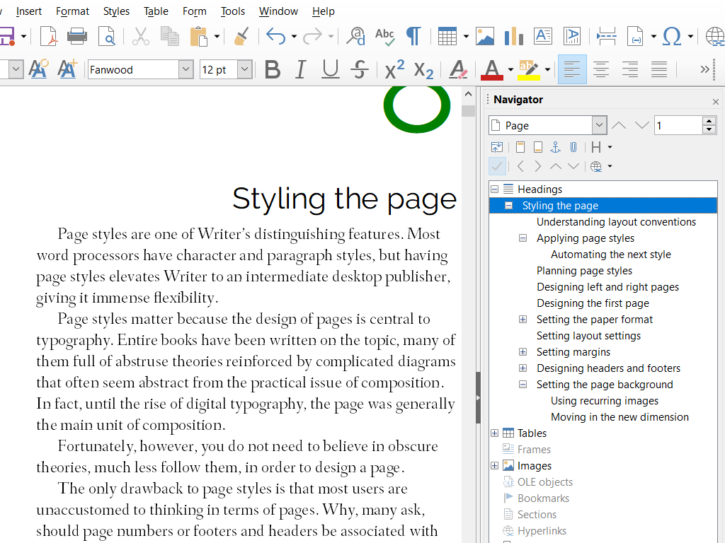 Captura de pantalla de Writer