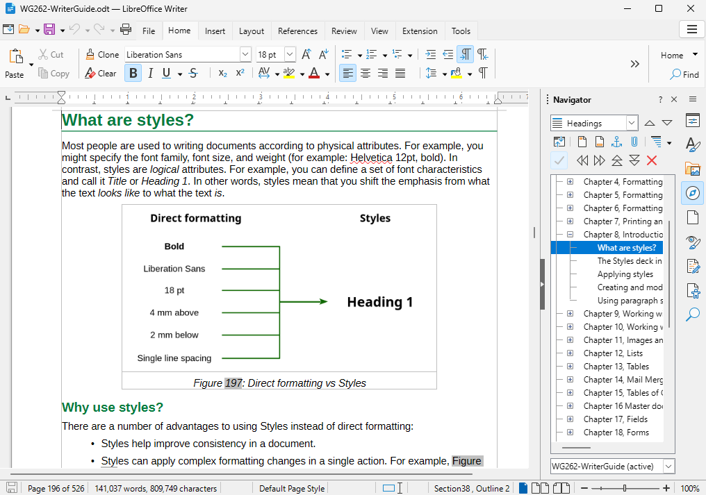 Captura de pantalla de Writer